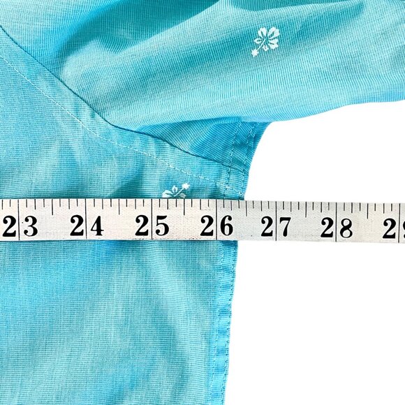 Chaps Easy Care Mens XL Blue Short-Sleeve Button-Up Shirt White Floral Pattern - Picture 11 of 15